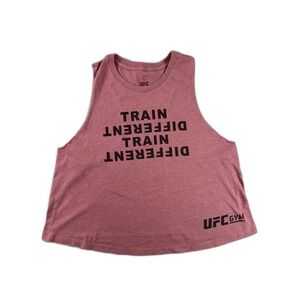 UFC Gym Tank Top Mens L Red Cotton Blend Sleeveless Graphic Print Crewneck Black